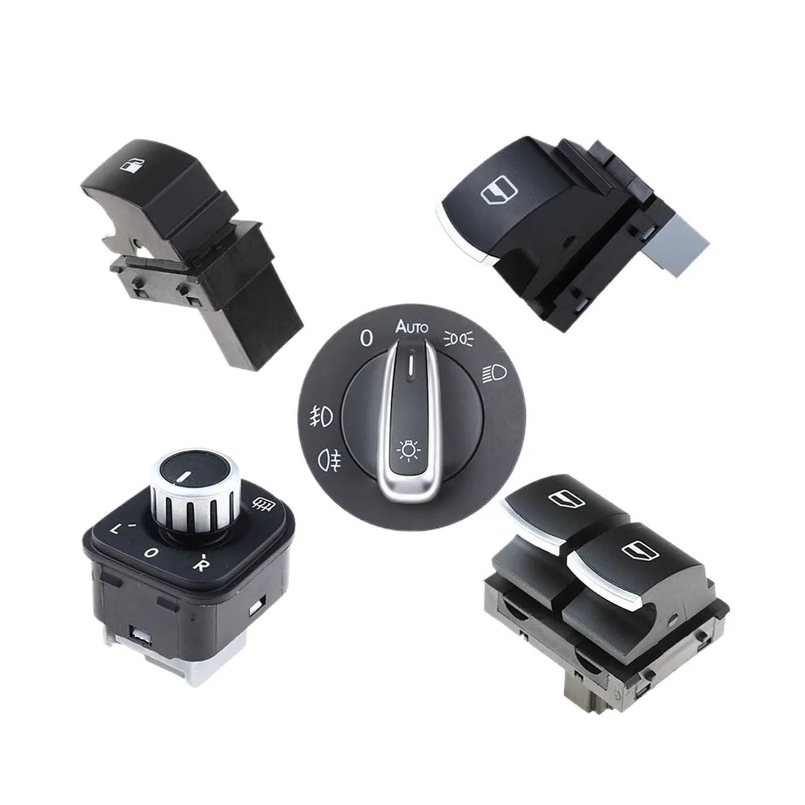 5x 5ND959855 5K3959857 5ND959565B 1KD959833 5ND941431B Faro Interruttore Power Window Master Per VW Per Golf MK5 MK6 Per Passat B6 Pulsante Commutazione Specchietto Retrovisore