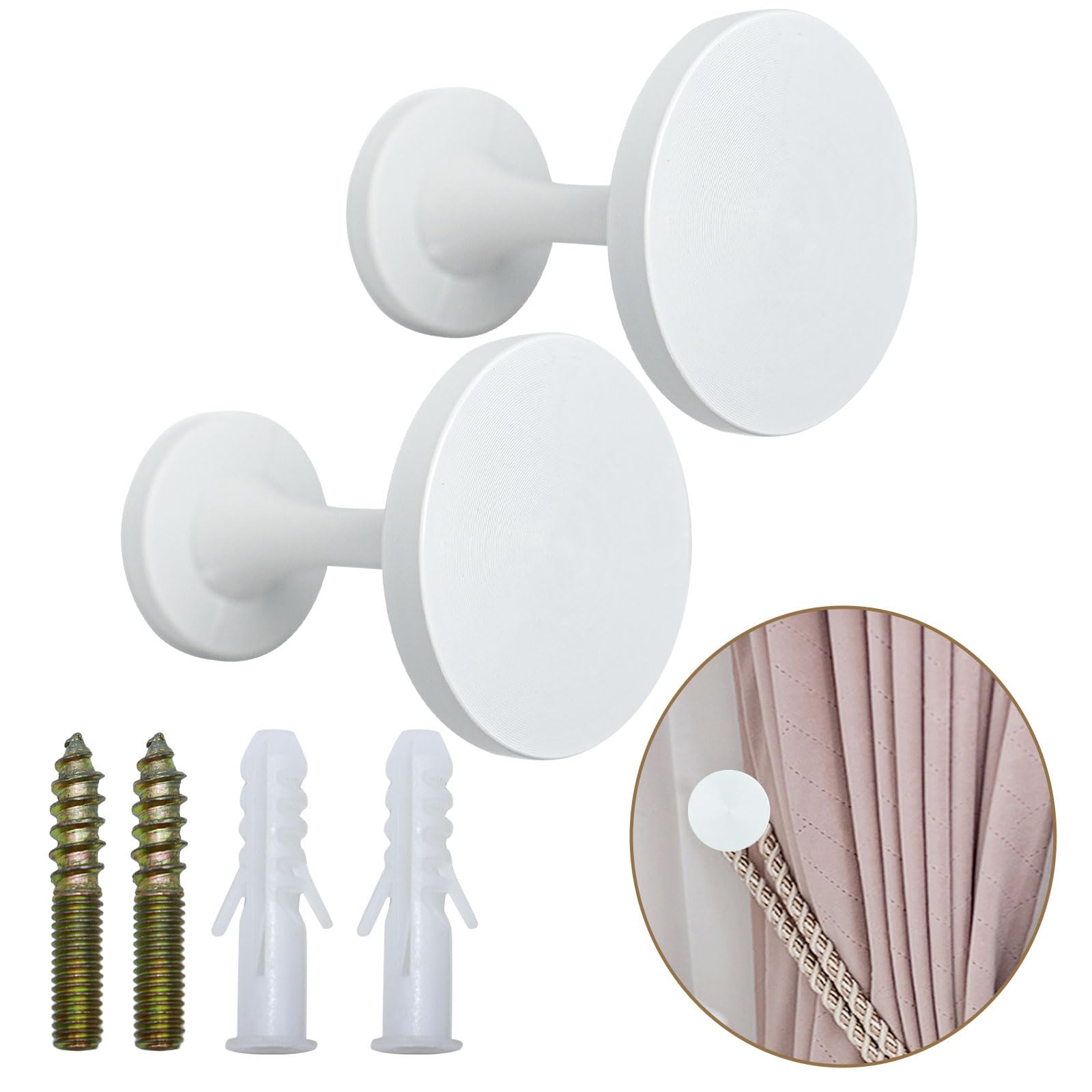 Shonmogar Curtain Tiebacks 2 Pack Curtain Holdbacks Zinc Alloy Curtain Tie Backs Wall Mounted with Screws, Decorative Curtain Hooks for Drapes Stylish