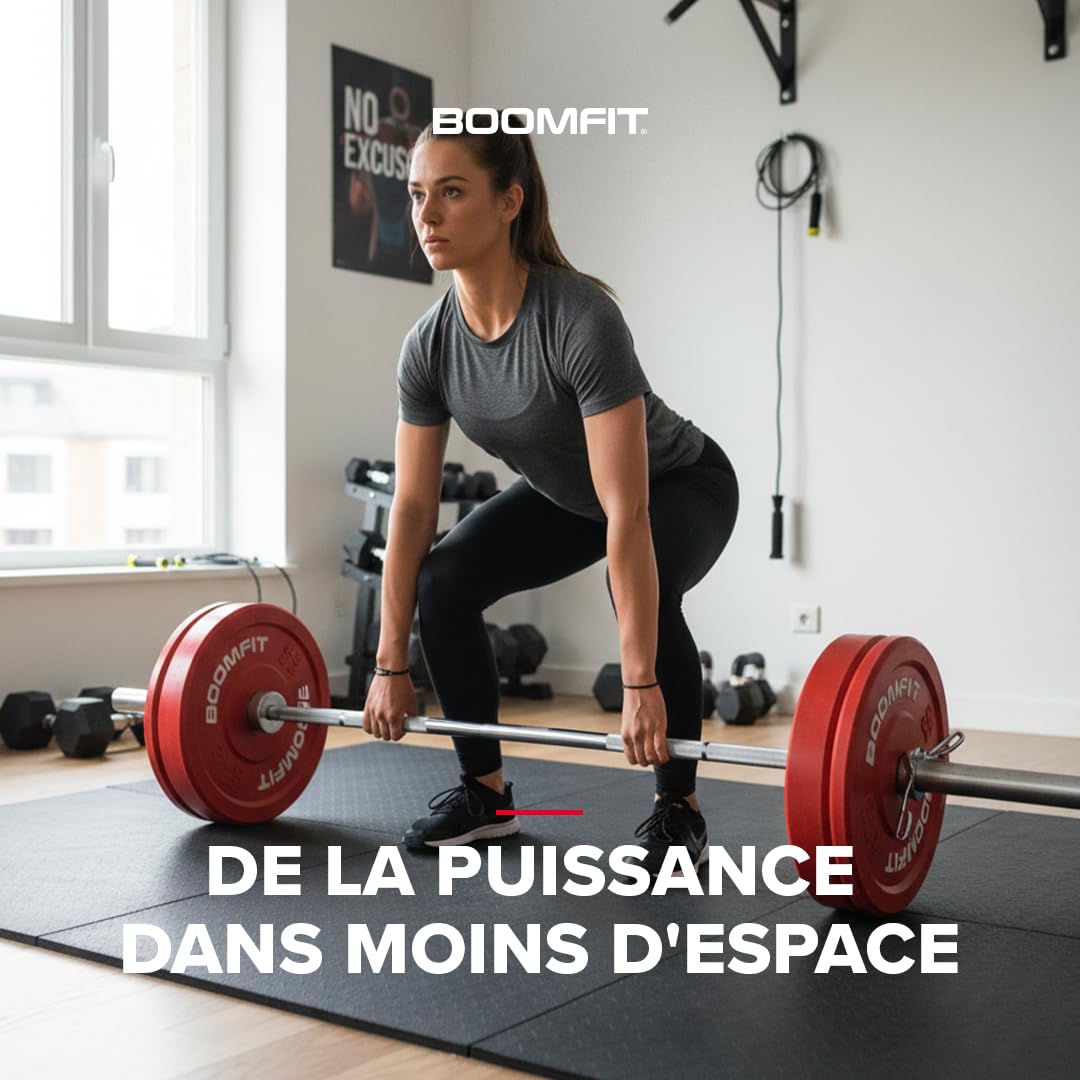 BOOMFIT Barre Olympique 9/12/15/20 kg | Manchons 50mm| Barre de Musculation Développé Couché et Squat | Charge 205-405kg | Idéale Home Gym, Haltérophilie et Powerlifting