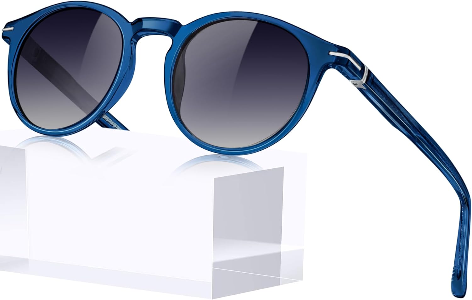 KANASTAL Small Acetate Polarized Sunglasses for Women and Men, Retro Round UV400 Stylish & Durable, PU Leather Case Included