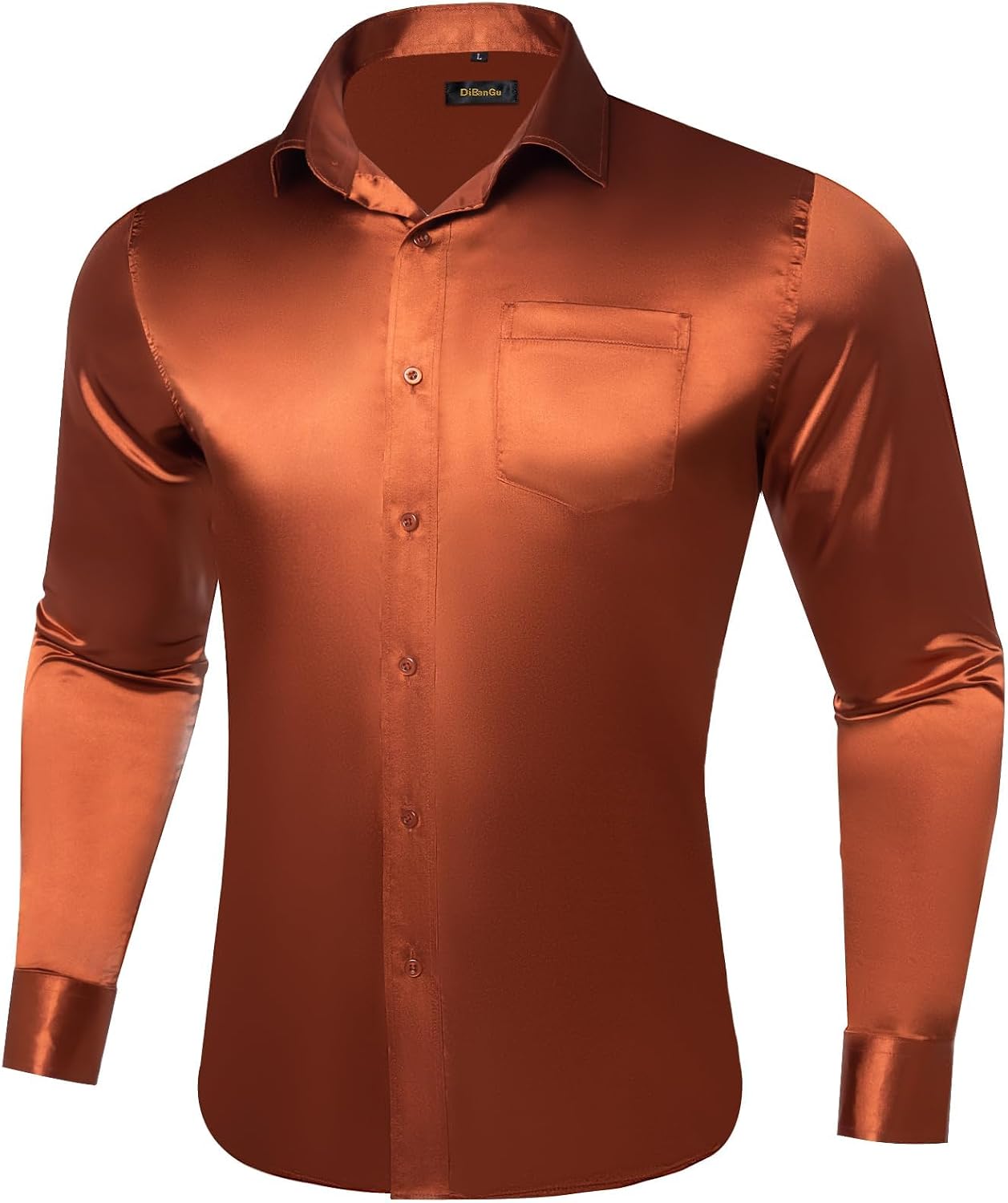 DiBanGu Long Sleeve Button Up Shirts for Men Casual Business Shirt with Pocket Solid Regular Fit Shirts for Formal Wedding
