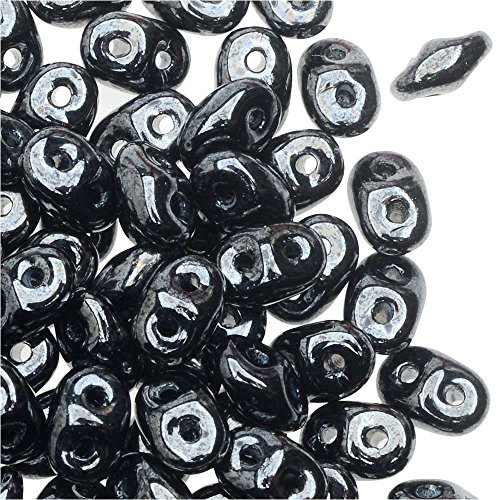 Matubo SuperDuo 2-Hole Czech Glass Beads, Hematite, 2x5mm, 8g Tube