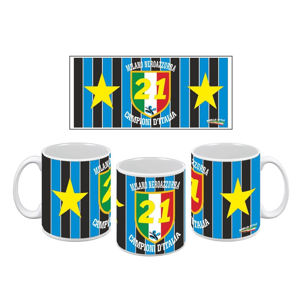 Tazza Commemorativa NeroAzzurra Scudetto Calcio Serie A | 21 Scudetti Seconda Stella | Campioni D'Italia Internazionale PS 09370-INT-003