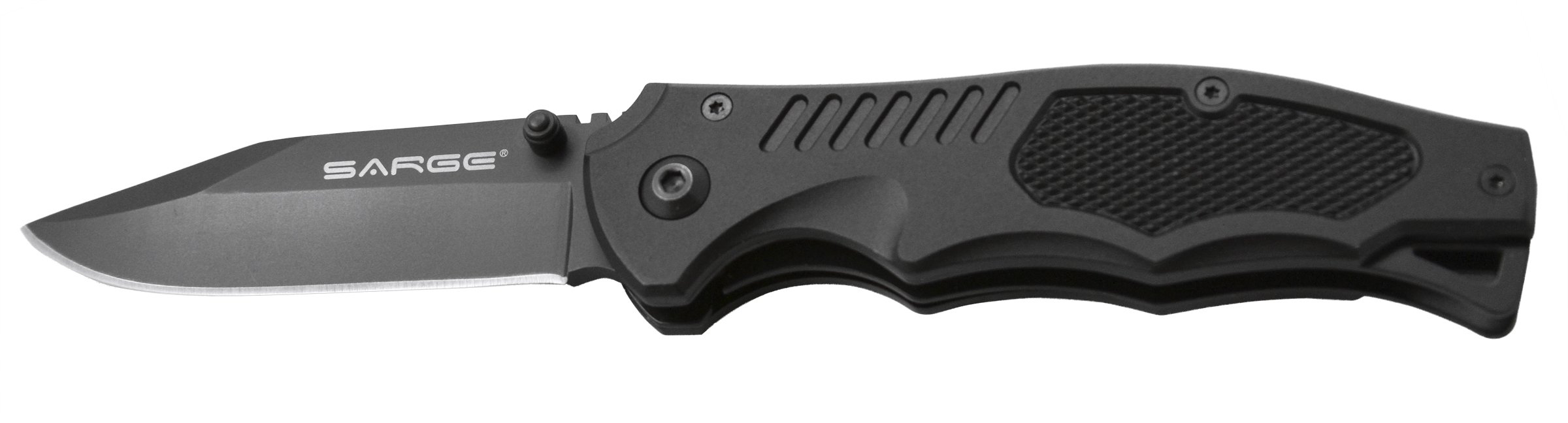 Sarge Knives SK-803 Pistol Grip Tactical Folder Knife with 3-1/4-Inch Stainless Blade and Black 6061 Aircraft Aluminum Handle