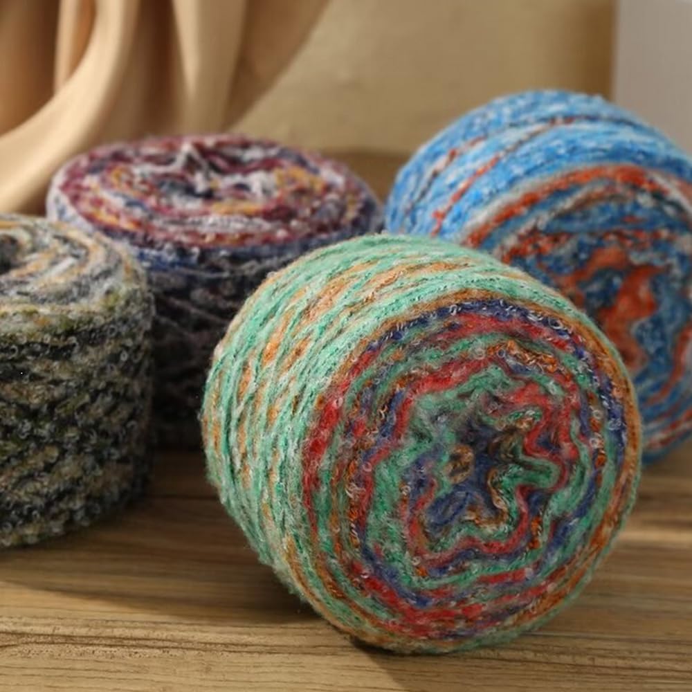 Garn, 2 Packungen/200 g abgestuftes, gefärbtes Mohairgarn for Selberstricken, Häkeln und for Schals(Blue Green)