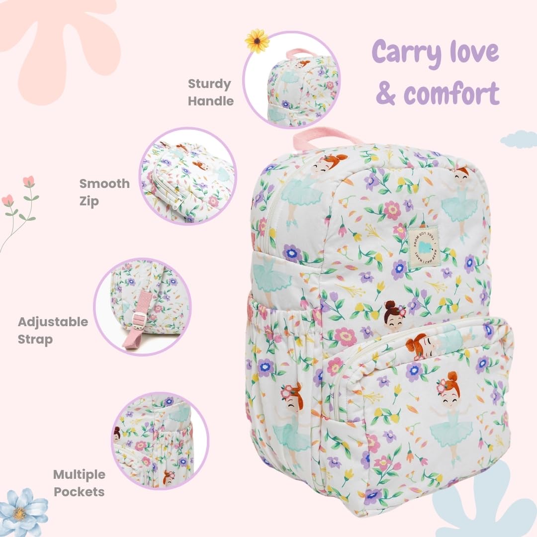 TIDY SLEEP Cute Backpack for Kids Girls Boys Toddler Backpack Preschool Nursery Travel Bag - Size (34x24) cm - Ballerina 2