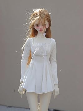 1/4 Scale BJD Doll Clothes White Long Sleeves Dress Flower Tie for 45 cm Dolls Clothing BJD Doll Accessories Doll Not Included