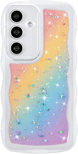 Miniatura 24 de ZTOFERA Funda protectora para Samsung Galaxy A14 4G/5G de 6.6", ondulada, con brillantina de estrella, poliuretano termoplástico transparente, suave