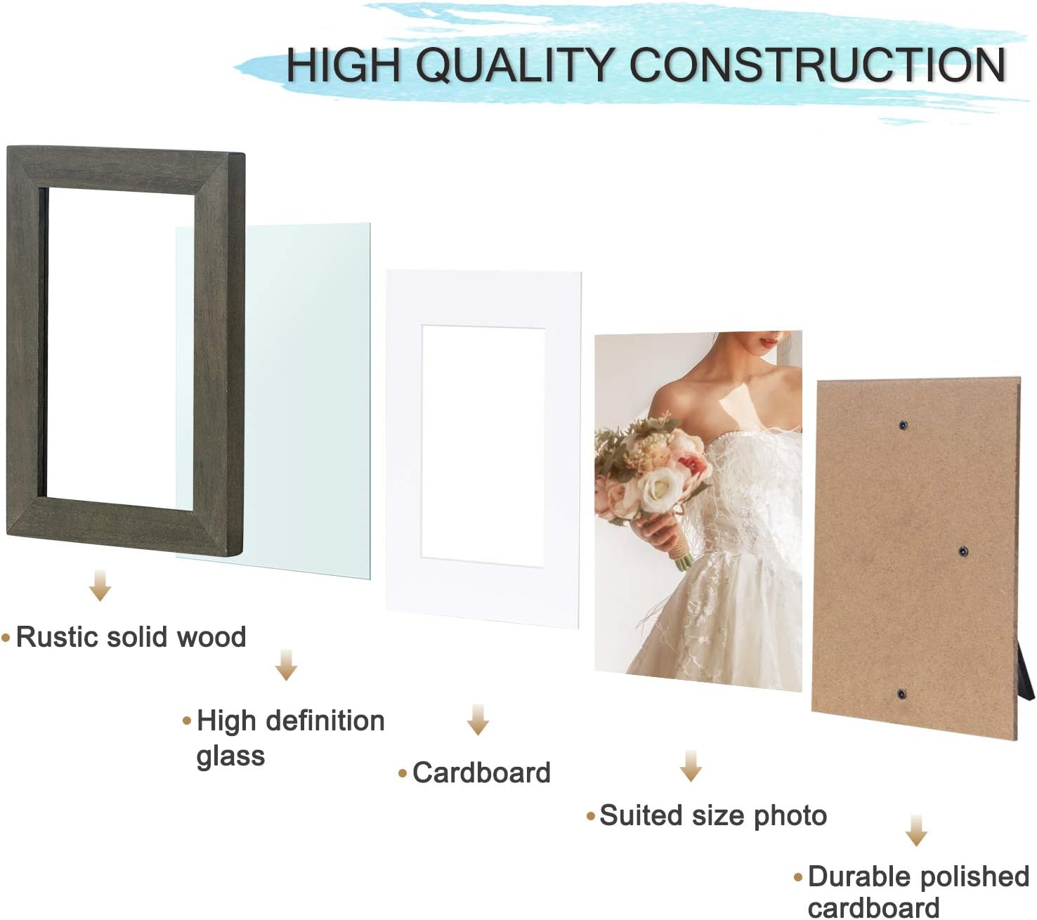 DLQuarts 4x6 Picture Frame, Wall Mount and Tabletop Photo Frame, Solid Wood, 2.5x4 with Mat or 4x6 Without Mat Weathered Green, Best Gift Choice