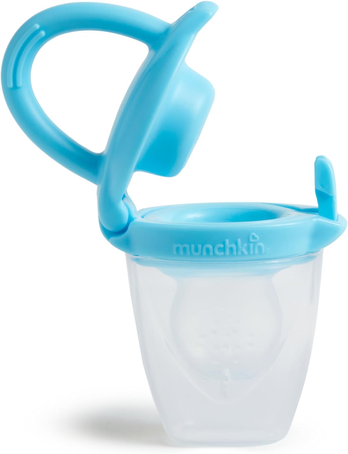 Munchkin Silicon baby Food Feeder, Fruit Feeder, Pacifier, Teether, Baby Teether, BPA Free Mesh Feeder for Infants with cover, infant/baby, 4 months and above, Blue
