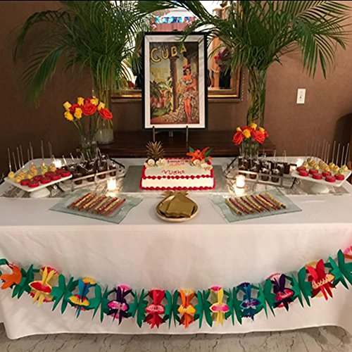 Image of BUSOHA 2Pack Tissue Flower Garland - 12 Feet Long Tropical Multicolored Paper Flower Garland Banner for Hawaiian Luau Tiki Bar Tropical Birthday Baby Shower Wedding Party Decorations Supplies