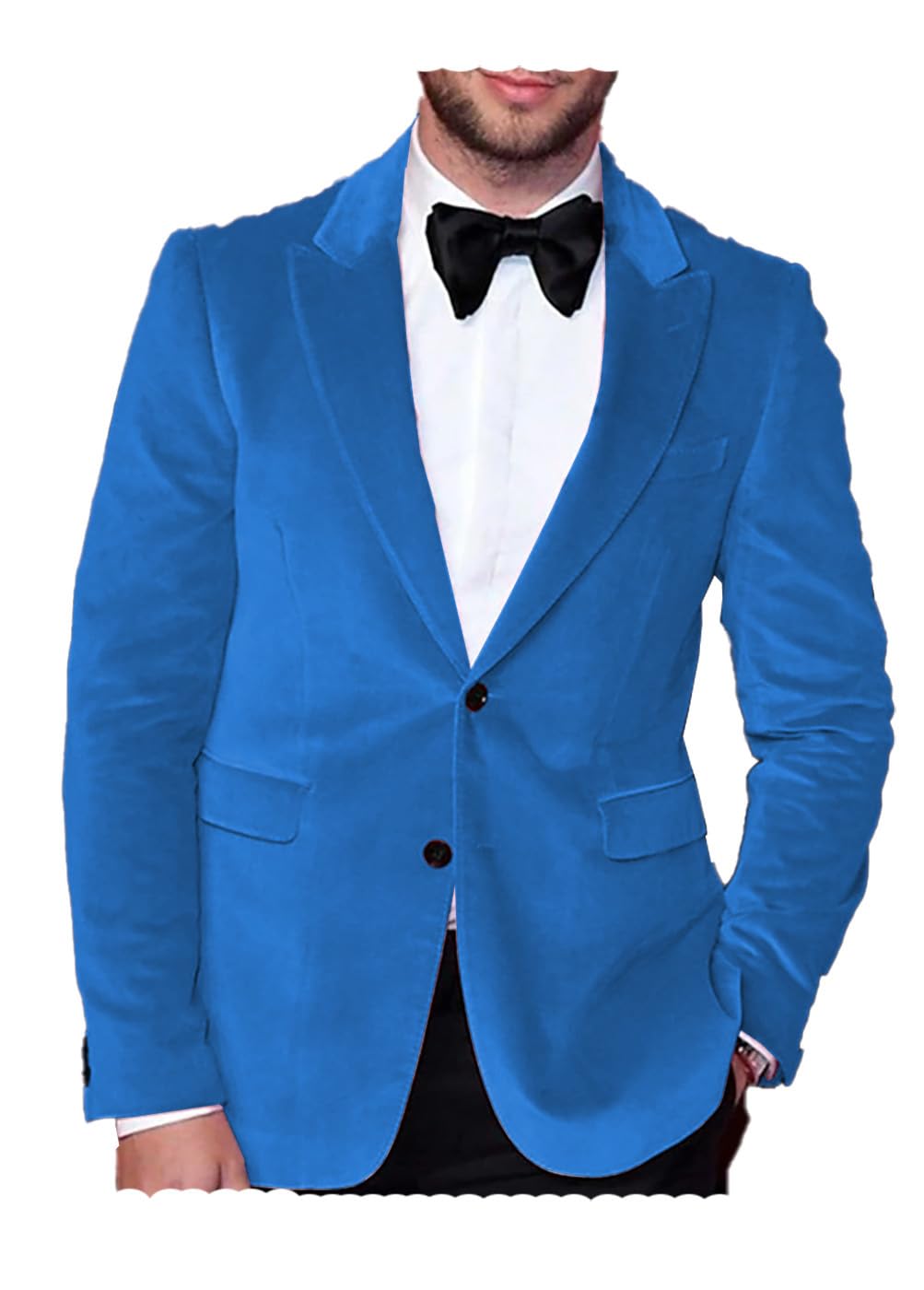 Blazer en velours pour homme Coupe ajustée Veste de costume à boutons Blazer smoking mariage bal dîner