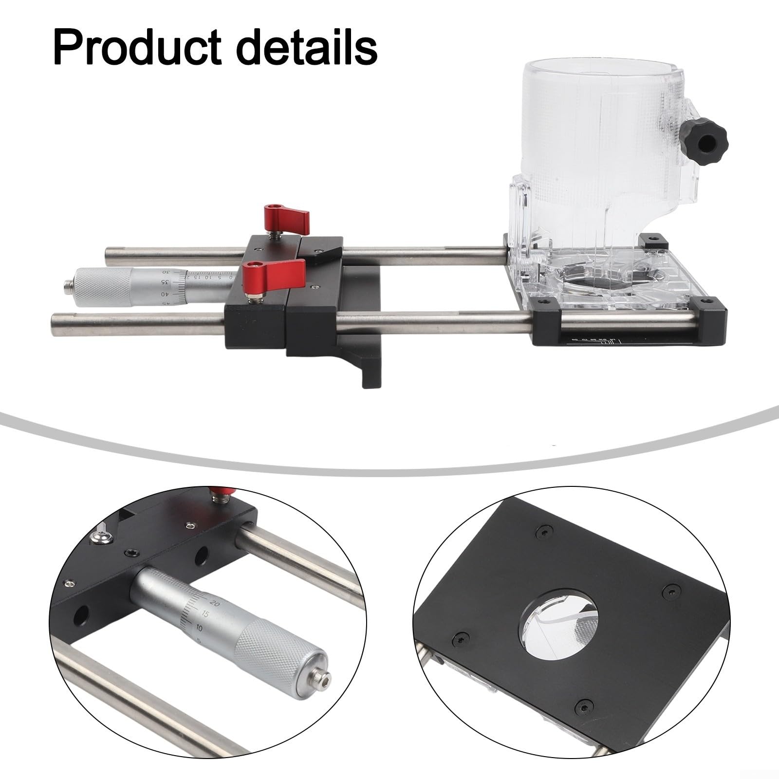 Fresatura Groove Staffa Base Per 65Mm Trimmer Router Jig Con Regolazione Fine 0.01mm CNC Lega di Alluminio Lavorazione Del Legno Guida Bordo