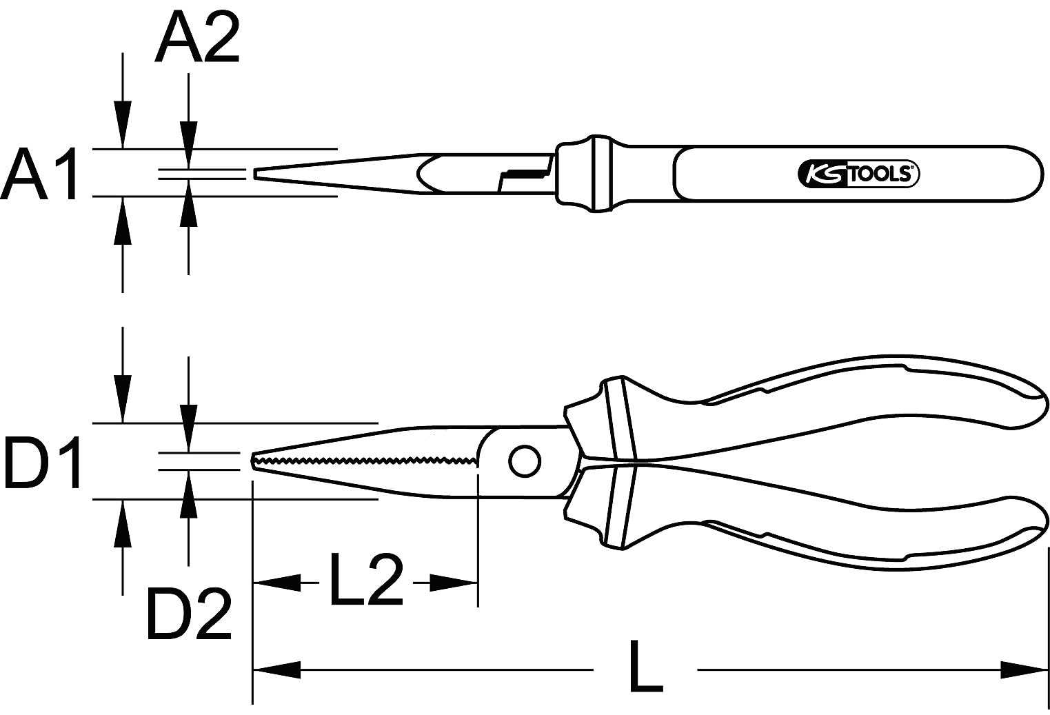 KS TOOLS 115.1016 - Pince à Becs Plat - Gamme Ergotorque - L. 165 mm