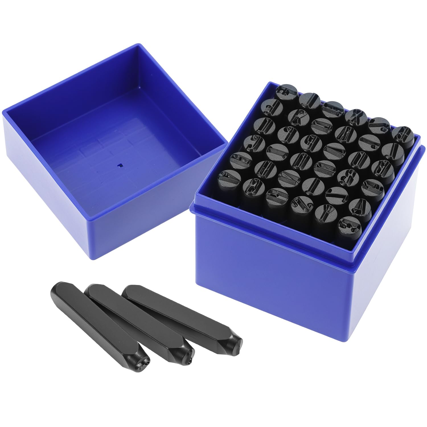 QWORK® 36 Piezas punzones letras y números, sellos de acero 8 mm de la A a la Z y del 0 al 9, para estampar metal, madera y cuero