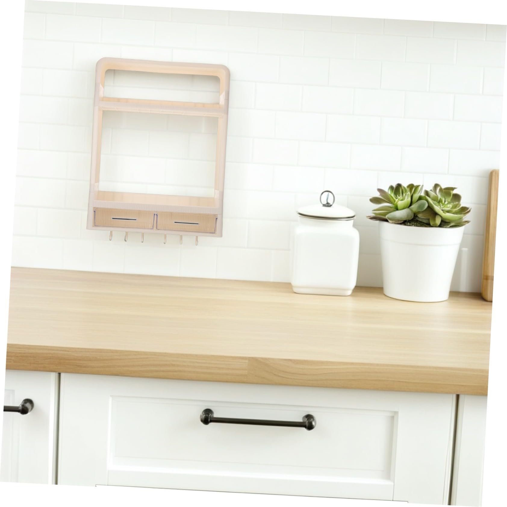 OUNONA Étagère Murale de Cuisine pour Épices et Assaisonnements Organisateur de Rangement Mural avec Tiroir et Crochet Fixation Simple sans Outil