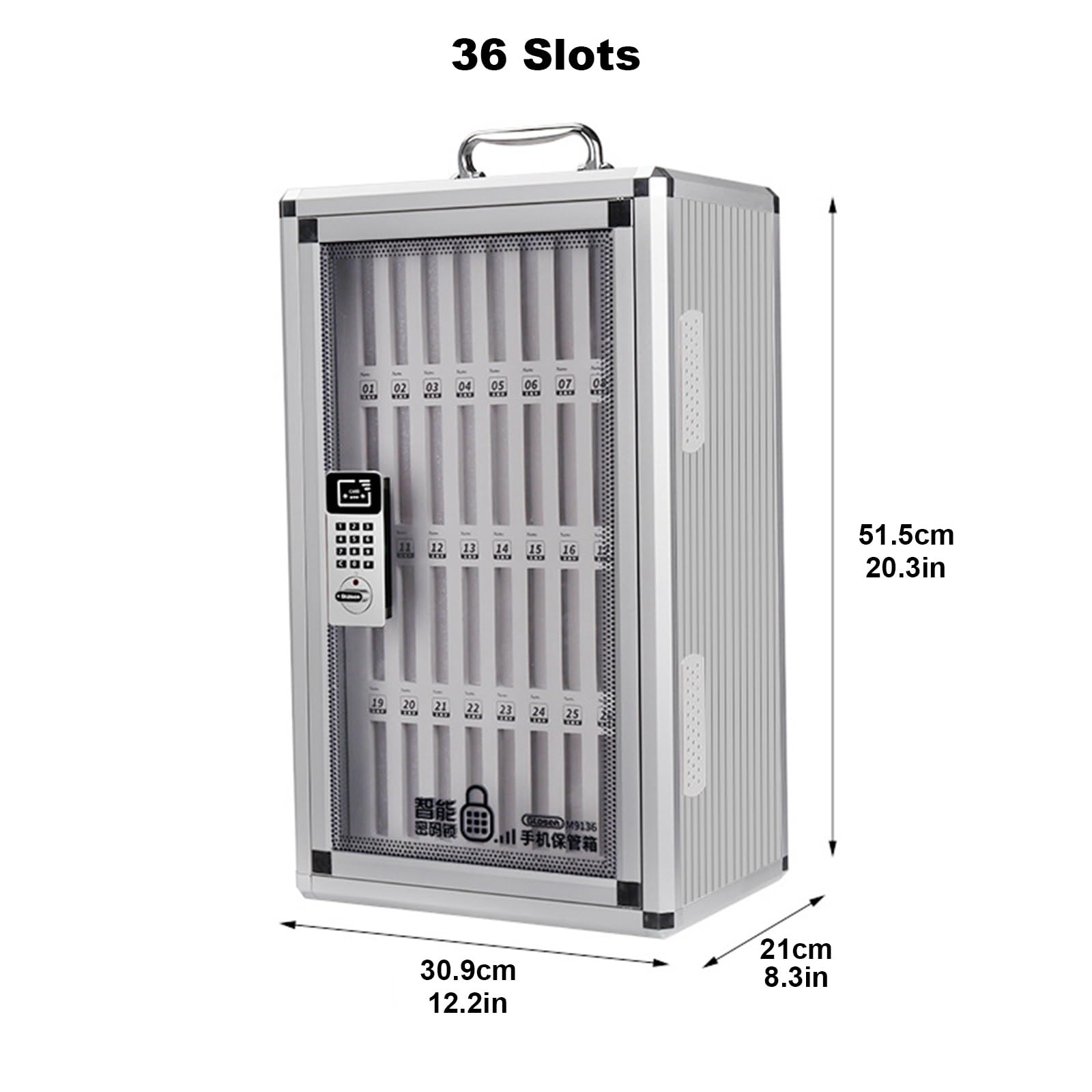 Armadio Porta Cellulare Fissato Al Muro In Lega Di Alluminio, Armadietto Metallico Portacellulare, Con Serratura Armadietto Per Telefoni Cellulari Desktop Per Dipendenti(36 slots)