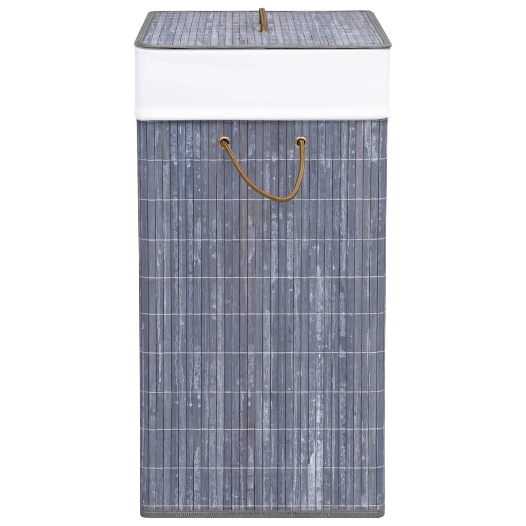 Cesto portabiancheria in bambù con 1 scomparto, grigio, 83 litri, grande contenitore per biancheria sporca in bagno, camera da letto, cameretta dei bambini, pieghevole e pieghevole, con
