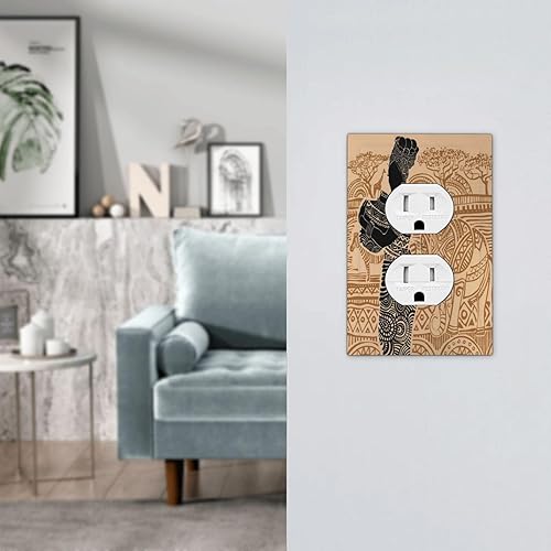 Miniatura 7 de Placa de pared con dispositivo dúplex de 1 cuadrilla para mujer africana, cubierta de interruptor de luz de elefantes, placa frontal eléctrica para