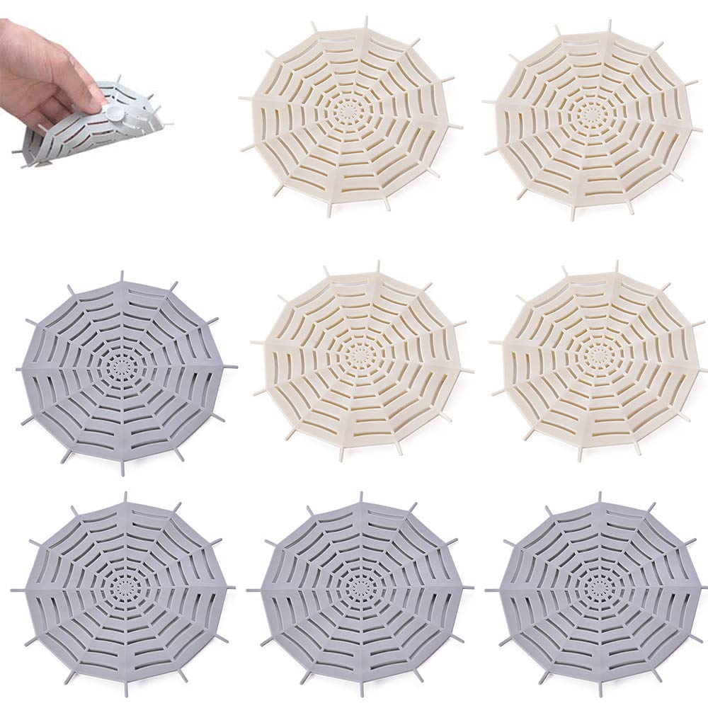 LWZko 8 Pieces Bathroom Sink Filter, Sink Strainer Drain Protector, Sewer Drain Strainer, Non-Slip Hair Catcher Shower, Spider Web Shape Silicone Drain Sink Filter for Bathroom, Bathtub, Kitchen