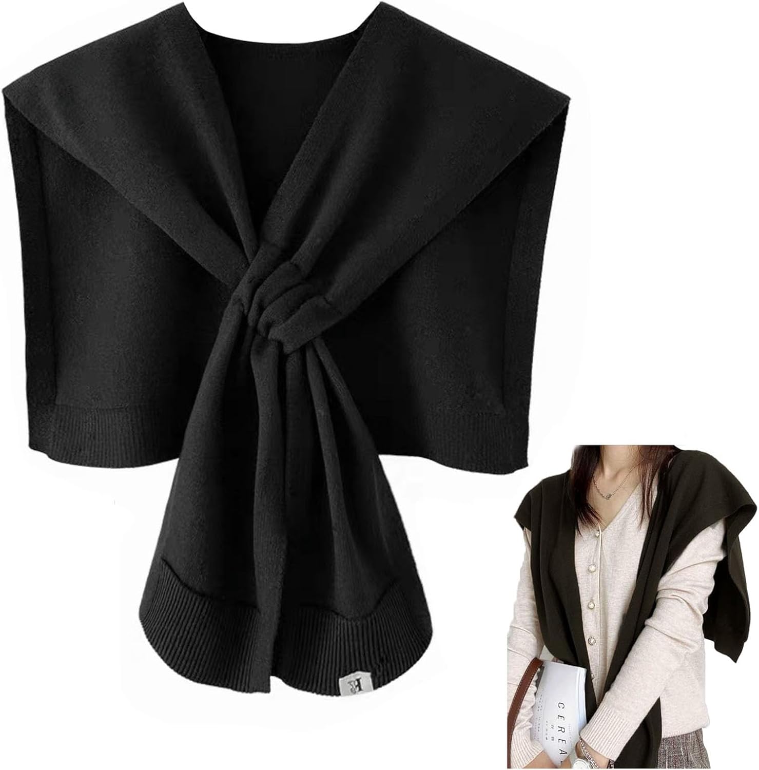 huablo Women's Fashion Knitted Shawl - Khaki Sweater Shawl for Air-Conditioned Rooms