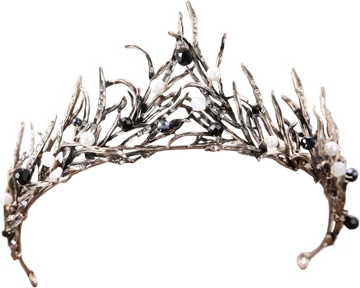 Black Crown for Women, Gothic Baroque Crown Black Tiara Headpiece for Women Birthday Queen Halloween Vintage Costume Play Medieval Wedding Show Party Fairy Decorations