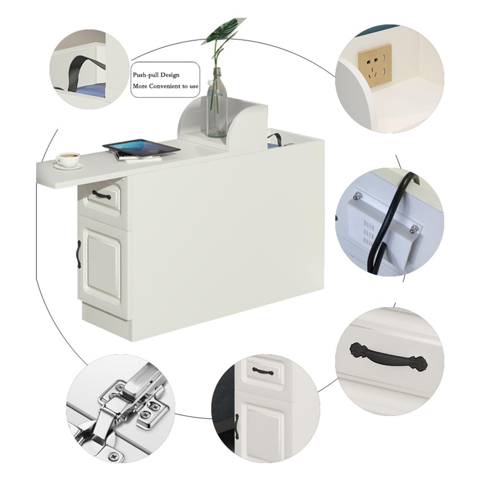 Tavolino laterale per divano con contenitore Mobile ad angolo Credenza scandinava Tavolino semplice for telefono Bracciolo ricaricabile Tavolino da salotto stretto for divano Mobiletto contenitore(Gri