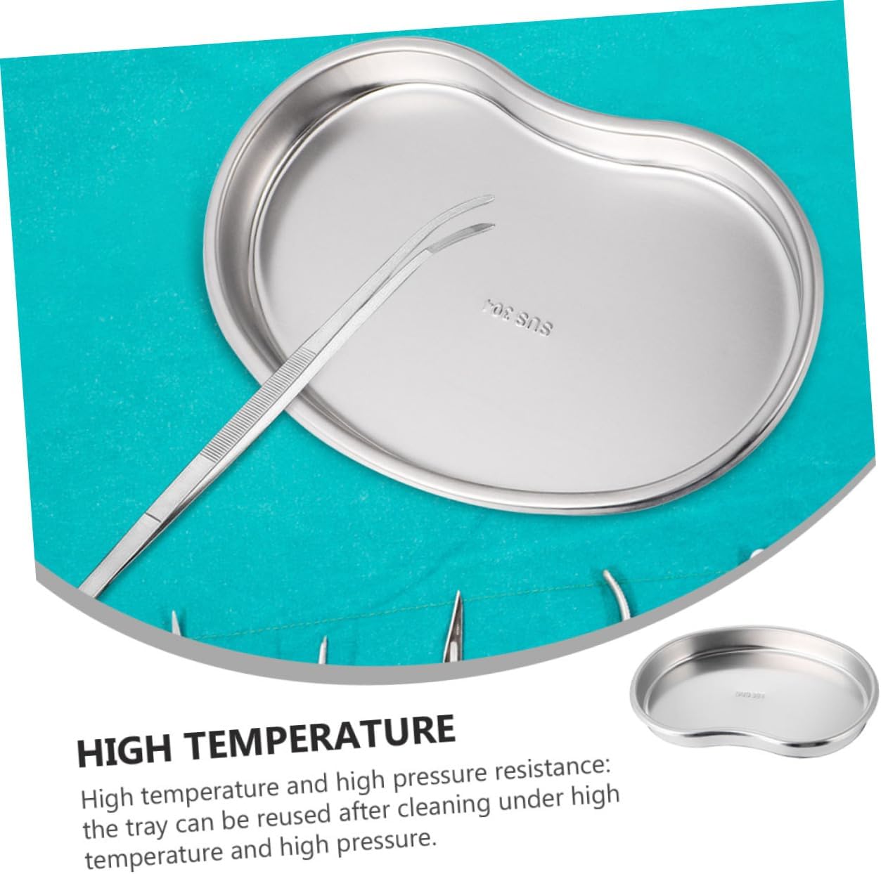 Zerodeko 2pcs Stainless Steel Dentist Tray Set Curved Dental Tray for Beauty Salon Procedure Organizer Silver Color