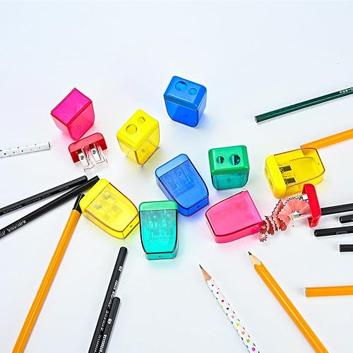 Miniatura 6 de AUSTARK 24 sacapuntas manuales, pequeños sacapuntas de doble agujero a granel para escuela, oficina, hogar, suministros de regreso a clases