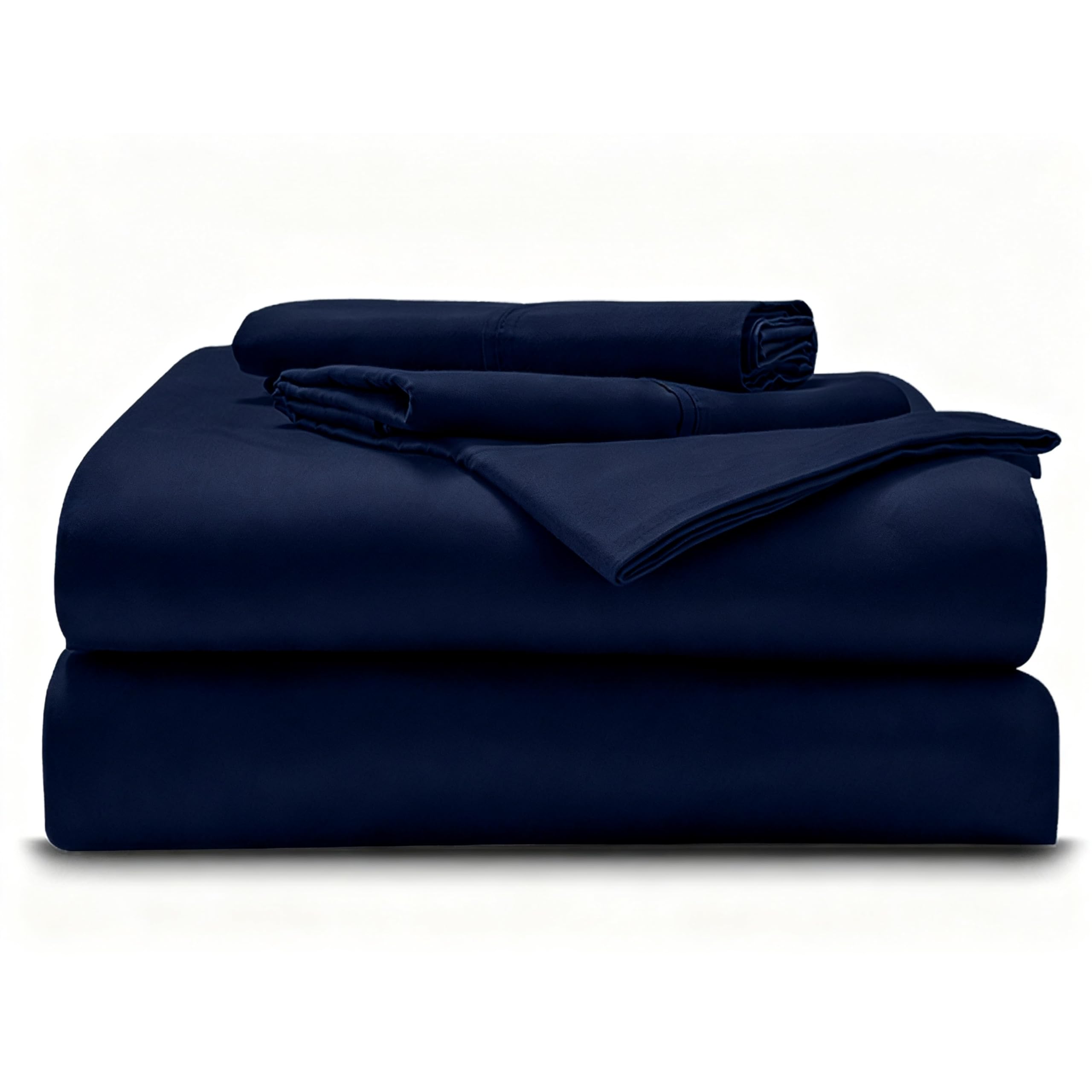 Eastern King - 76" x 80" Size Luxury 600 Thread-Count 100% Egyptian Long Staple Cotton Sheets Set Sheet Set Soft &amp; Silky Sateen Weave 40 Inch Deep-Pockets - Eastern King, Navy Blue