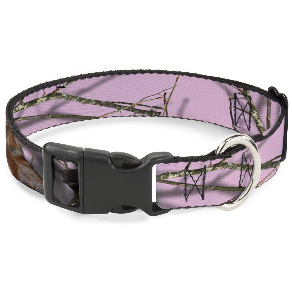 Mossy Oak Pet Collar, Dog Collar Plastic Buckle, Mossy Oak Country Roots Camo Baby Pink, 8.5 to 12 Inches 0.5 Inch Wide