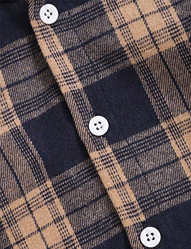 Image of Fuermos Toddler Baby Boys Clothes Flannel Lattice Button Down Hooded Tops +Pants Boys Fall Winter Outfits
