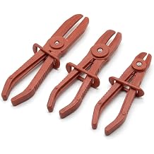 3PCS Hose Pinch Off Pliers Set, Plastic Straight Hose Clamp Pliers with Secure Lock Buckle & Anti-Slip Handle, Auto Fuel Line Repair Tool for Coolant/Brake/Radiator/Gas HosesRed