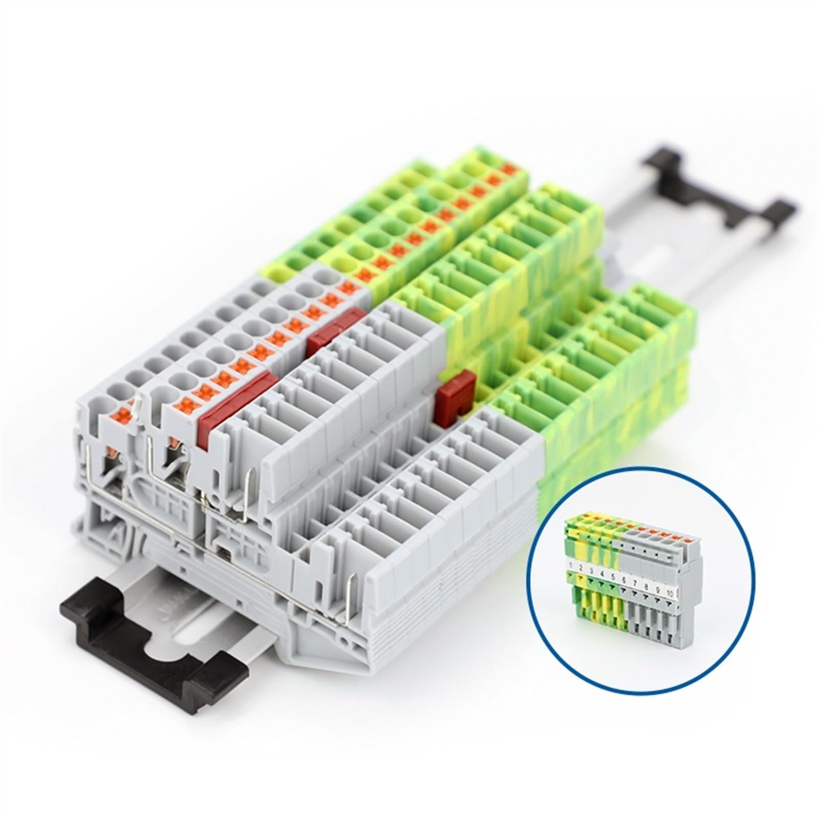 PTTB 2.5/2P Double-Level Pulg in Terminal Block PPH 2.5 1P 2P 3P 4P 5P 6P 7P 8P 9P 10P Push in/Plug Test Din Rail Wire Connector(PPH2.5-1,1 Pc)