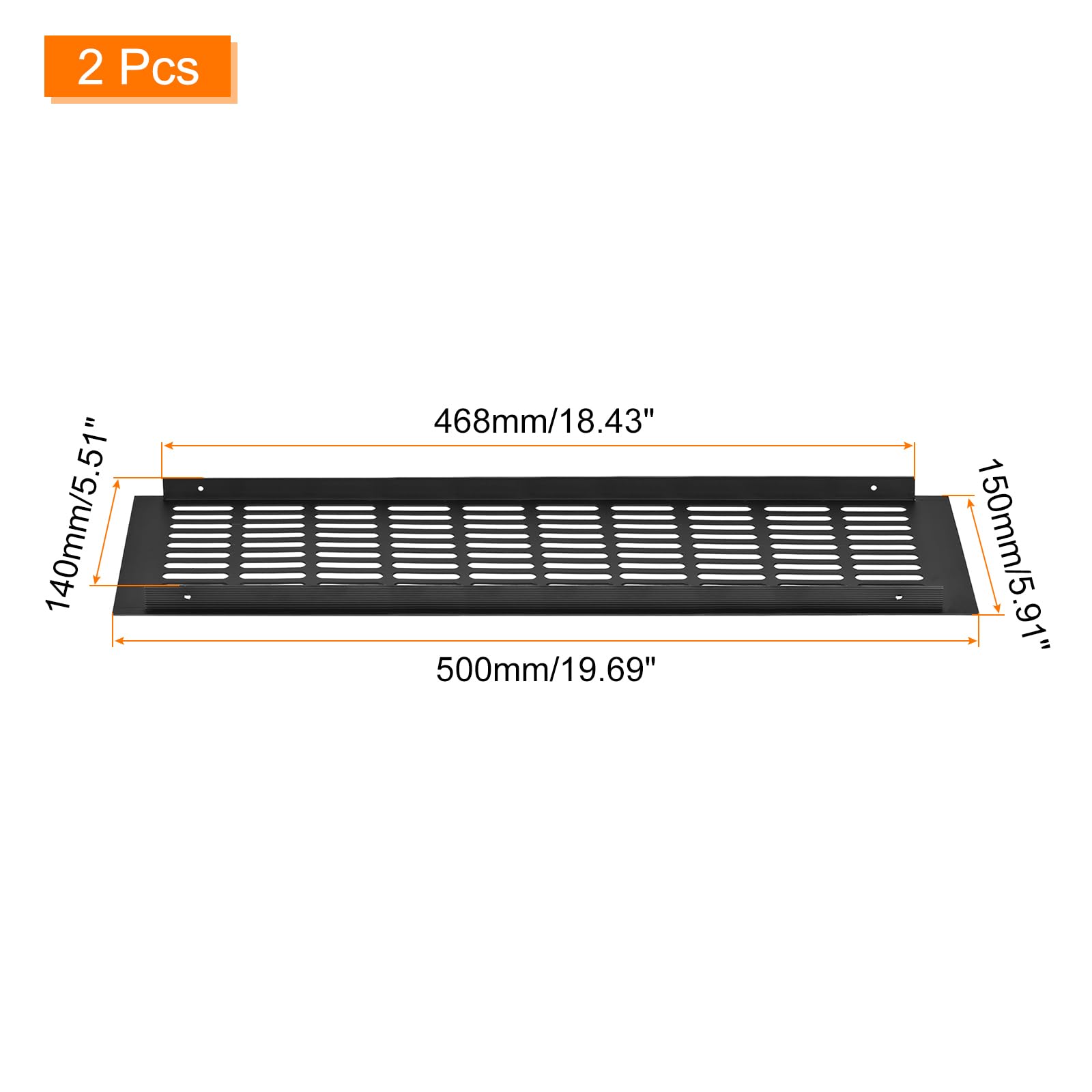 QUARKZMAN 2pz Griglia di Ventilazione Rettangolare in Lega di Alluminio con Maglia, Copertura di Ventilazione a Persiana per Armadio, Guardaroba, Mobile Scarpe, 500x150mm/19.69"x5.91"
