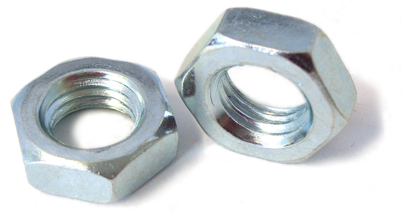 Metric Fine Thread, Thin, Half Thickness, Lock Jam Nuts, Zinc Plated Steel, 8.8 Grade High Tensile, M8 - M30 Thread Sizes (6, M18 X 1.5)