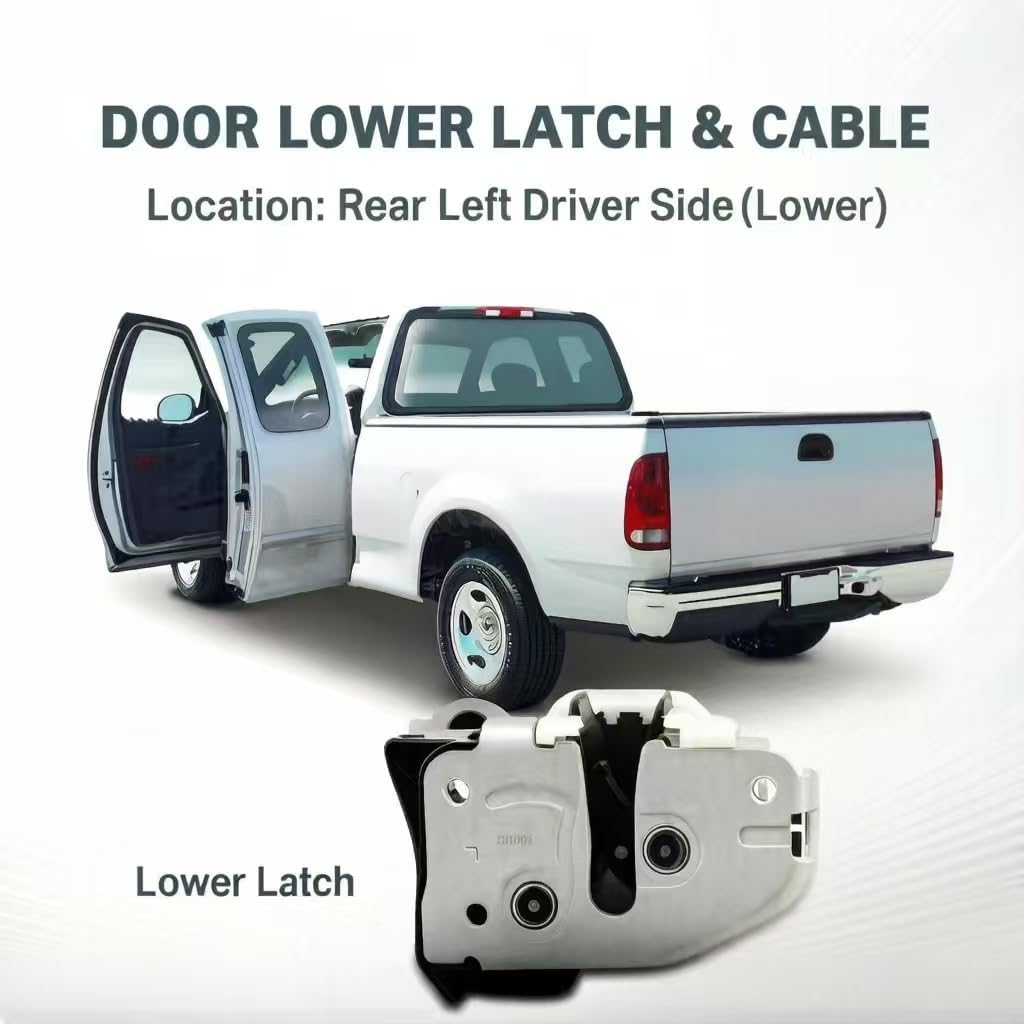 Rear Left Driver Side Door Lock Actuator Compatible with Ford F150 F-150 1997 1998 1999 2000 2001 2002 2003 2004, 97-99 Ford F250 F-250 Lobo Door Lower Latch 6L3Z-18264A01-C 6L3Z18264A01C