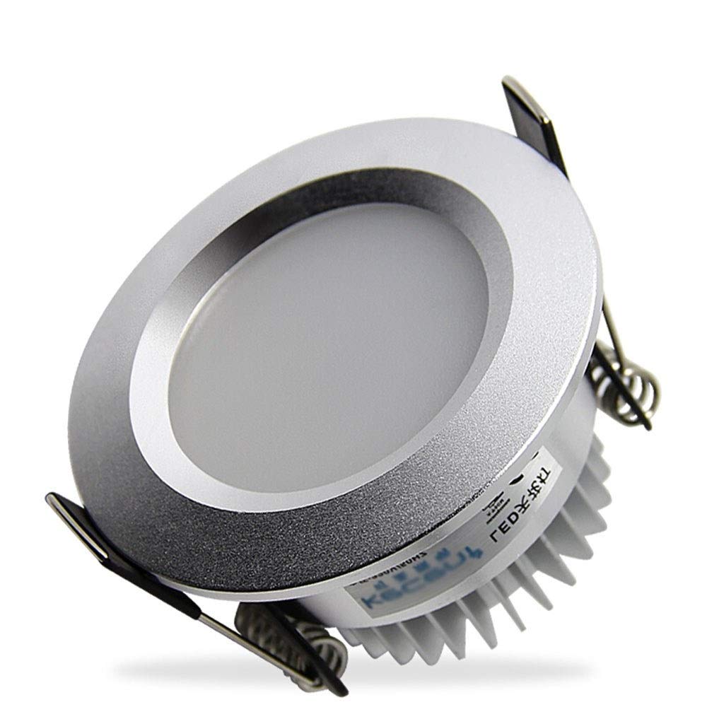 Downlights encastrés LED argent rond plafond embarqué projecteurs 3W