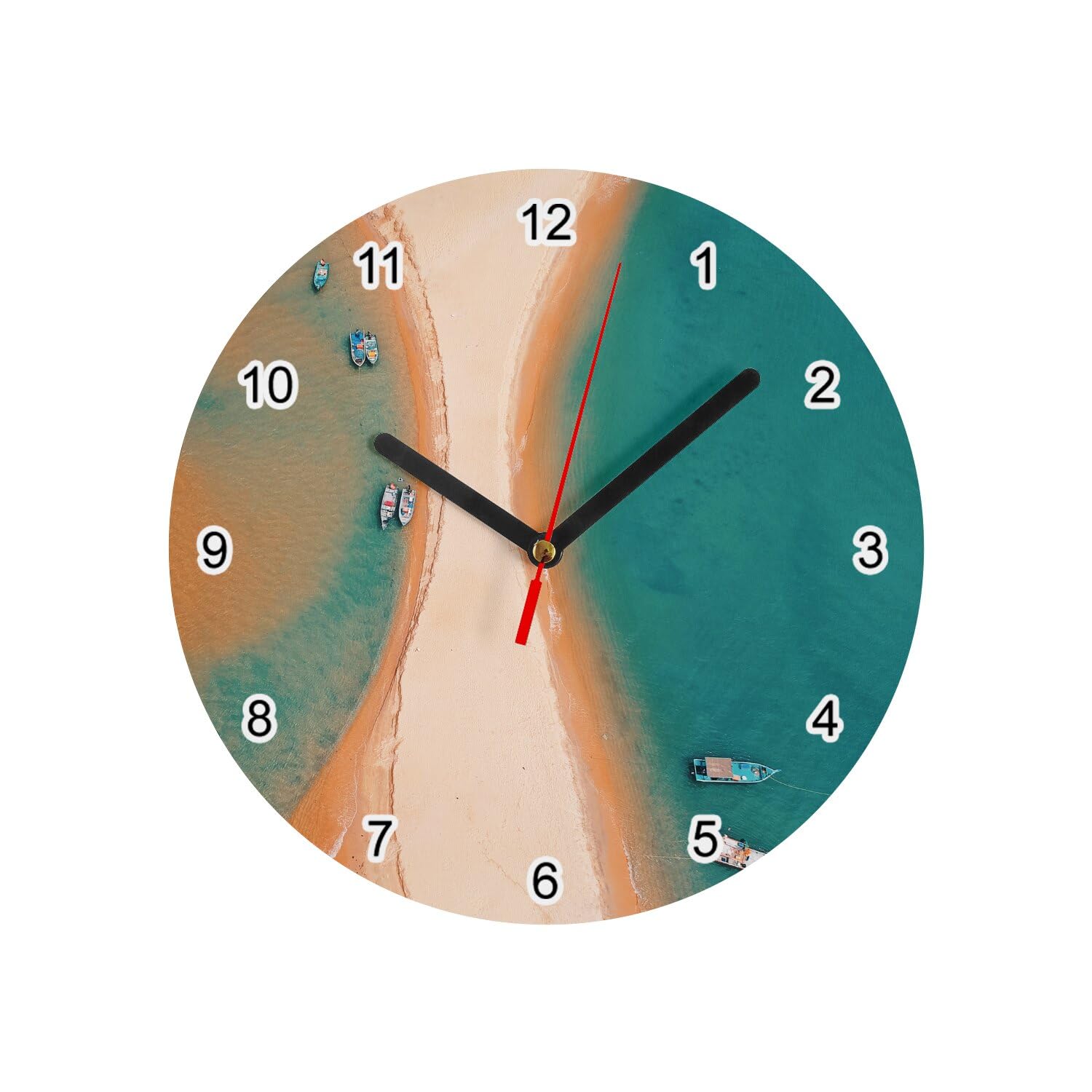 Horloge en verre plage de sable fin pour décoration salon bord de mer blanche