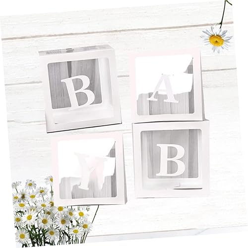 Miniatura 7 de Caja de 4 piezas de decoración de baby shower, bloques transparentes para caja decorativa transparente, cajas de fiesta de bebé, cajas de baby