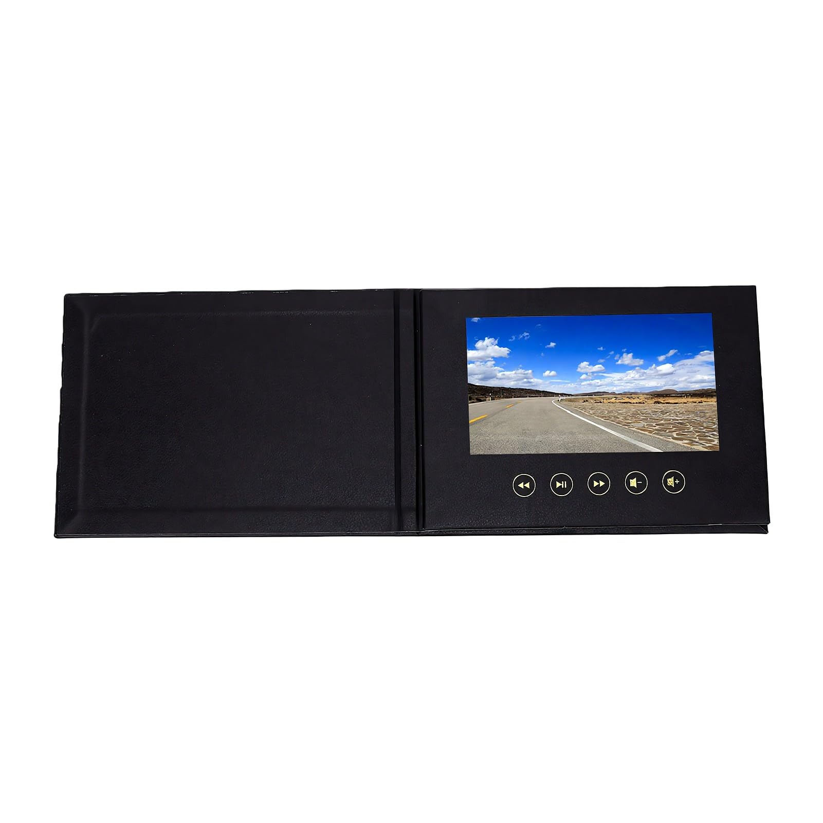 Jiawu 7-Zoll-Digital-Video-Grußkarte, Farbenfrohe Elektronische Broschüre mit Tragbarem Display für Hochzeiten und Geschäftsaktionen, PU-Material