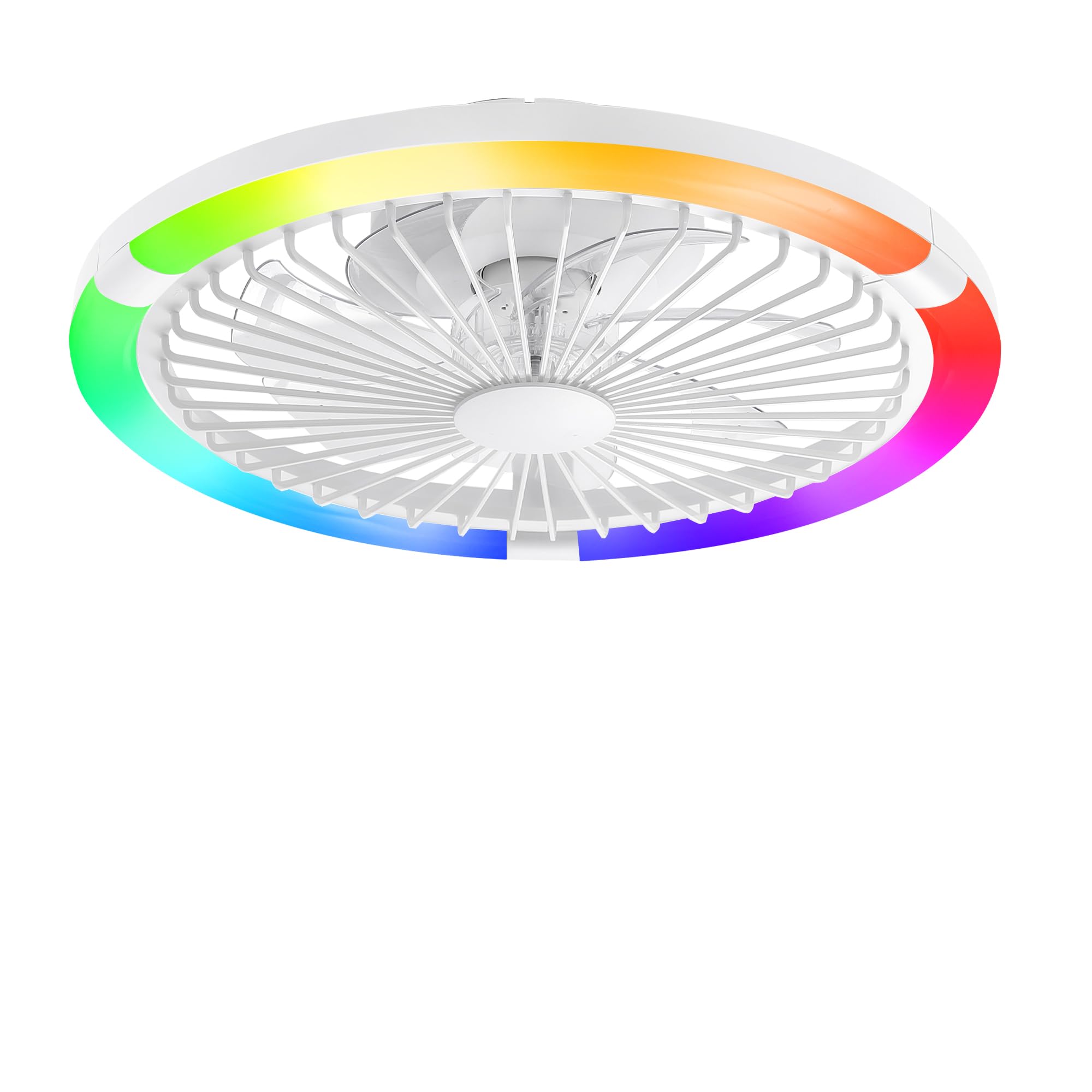 ZMISHIBO 50W Ventilateur de Plafond avec Lumière Ø50cm, 3 Couleurs, 6 Vitesses, Télécommande & Application, Mémoire, Luminosité Réglable 10-100%, Assemblage Requis (RGB)