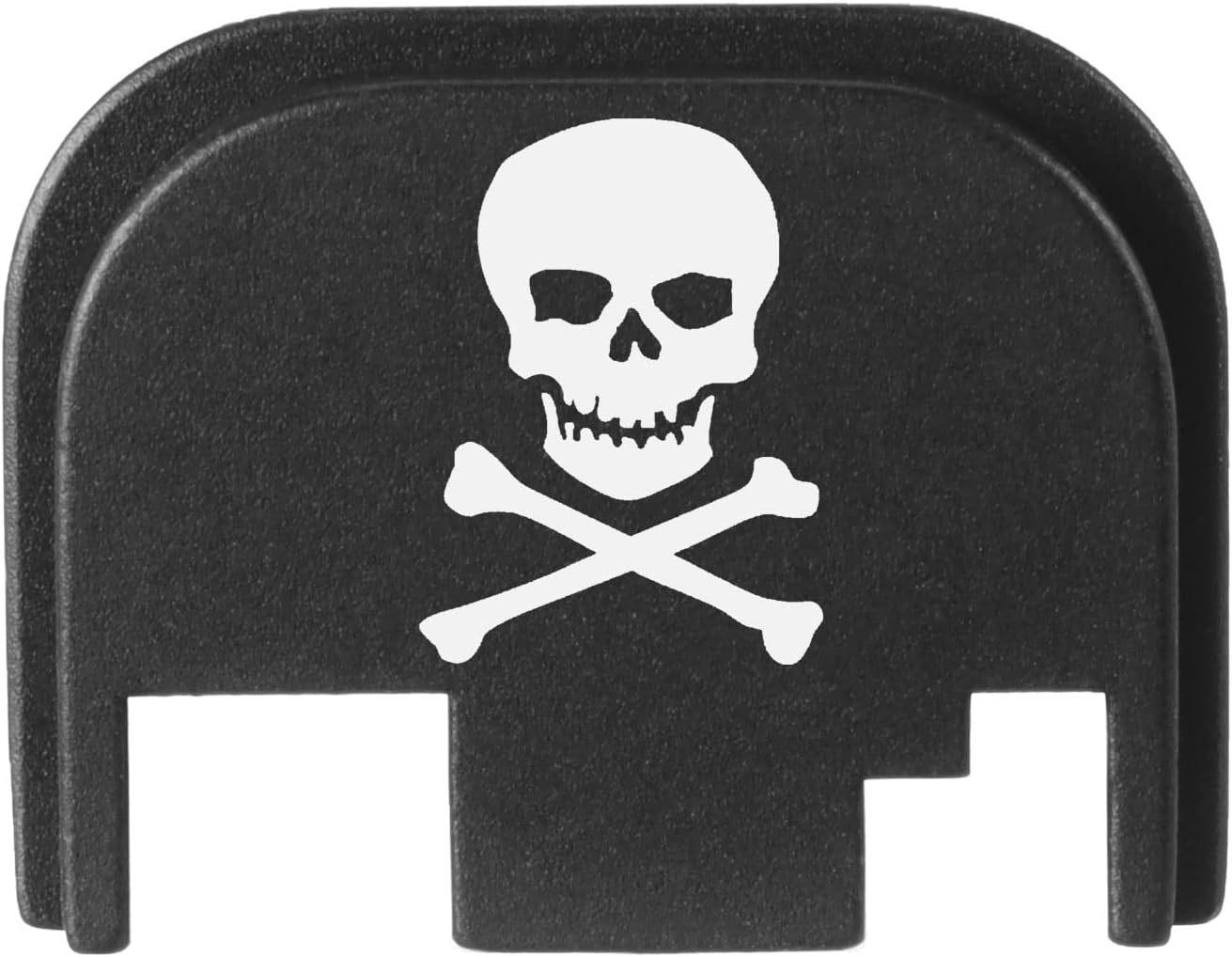NDZ Performance Rear Slide Cover Back Plate for Glock Gen 1-4 Laser Engraved Hardcoat Anodized Aluminum in Black - Skull Crossbones 3