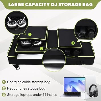 Janjunsi DJ Controller Carrying Case Compatible with Pioneer DJ DDJ-FLX10/DDJ-1000/DDJ-1000SRT Portable DJ Controller Storage Bag for AlphaTheta DDJ-GRV6 with Shoulder Strap