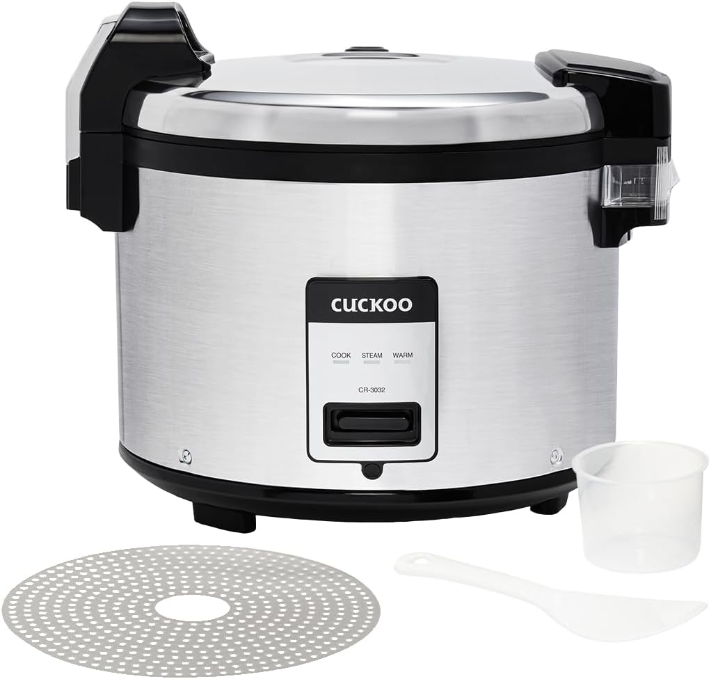 CUCKOO Commercial Rice Cooker & Warmer, Extra Large Rice Cooker 30-Cup Uncooked / 60-Cup Cooked, Professional Industrial Grain Cooker with Large Capacity, Easy One-Touch Operation, Silver (CR-3032)