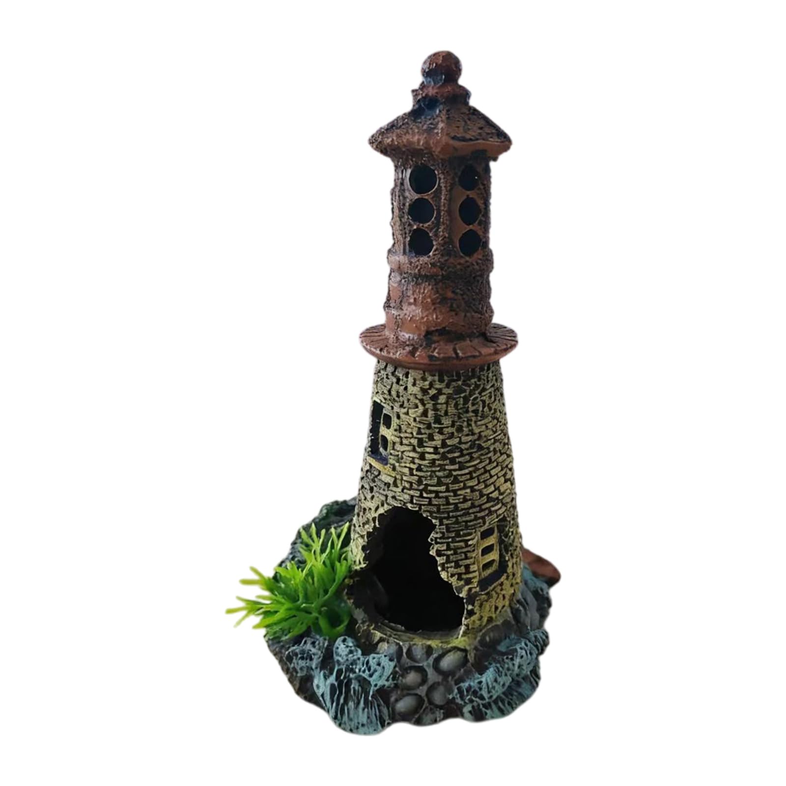 Woedpez Realistic Fish Tanks Lighthouse Sculpture Aquariums Decoration Simulation Shape Offices Sculpture Artistic Resins Miniature Statue