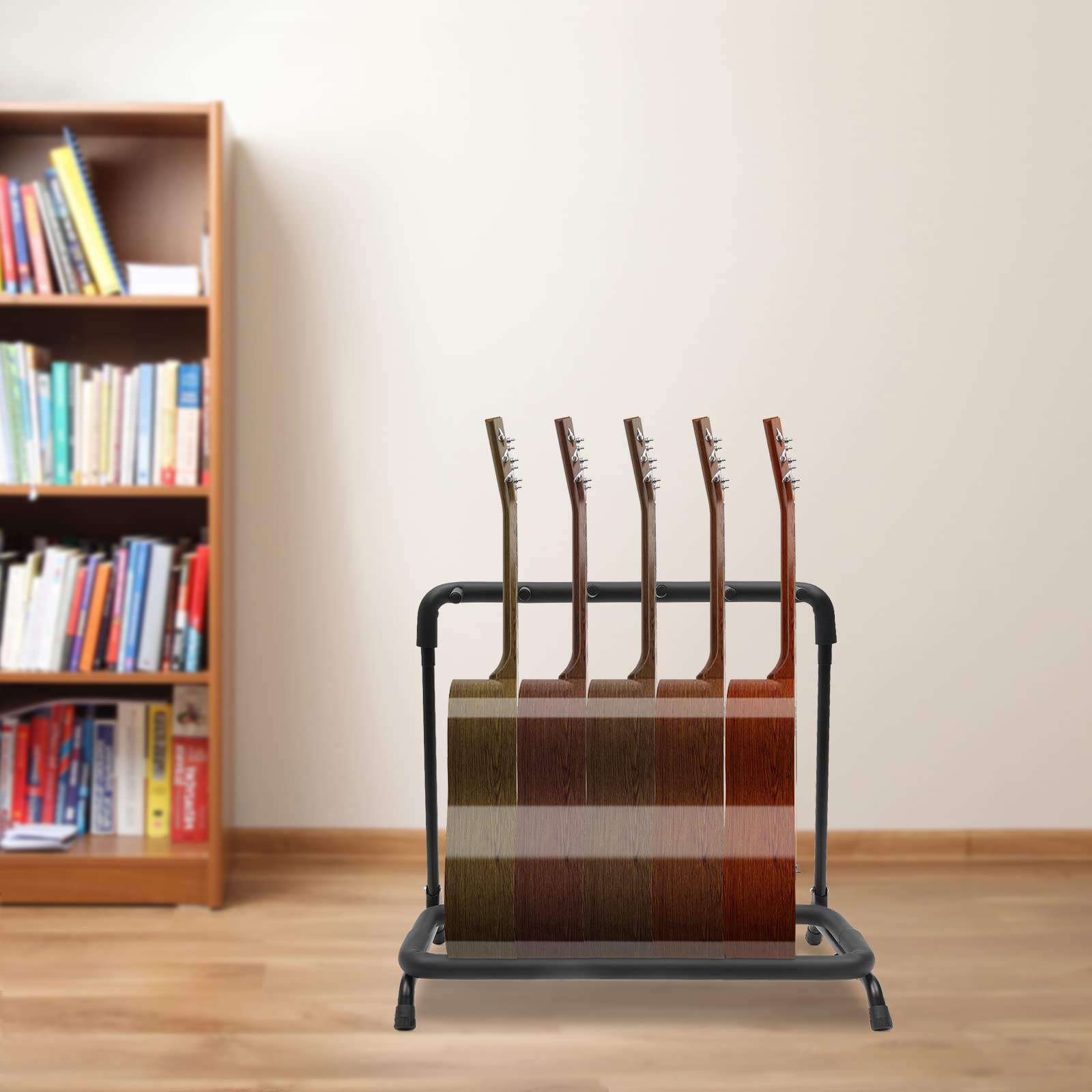 Gitarrenständer, 5 Fach Faltbar Gitarrenständer Tragbar Multistand Gitarrenstativ Gitarrenstaender Mehrfach für Akustikgitarre Schwarz Guitar Stand