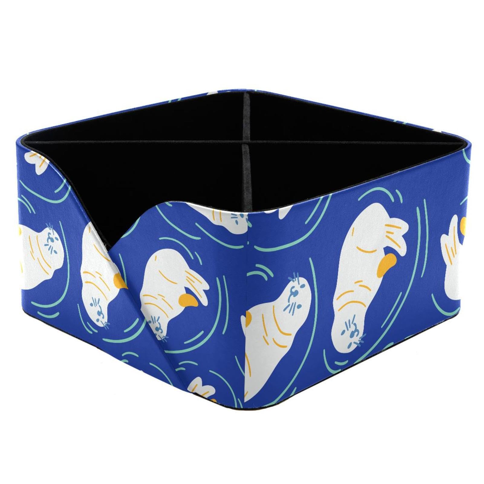 KengjuTesu Cute Sea Lions Desktop Organizer Pen Holder, Rectangular Pencil Cup for Office, Study and Makeup Stations