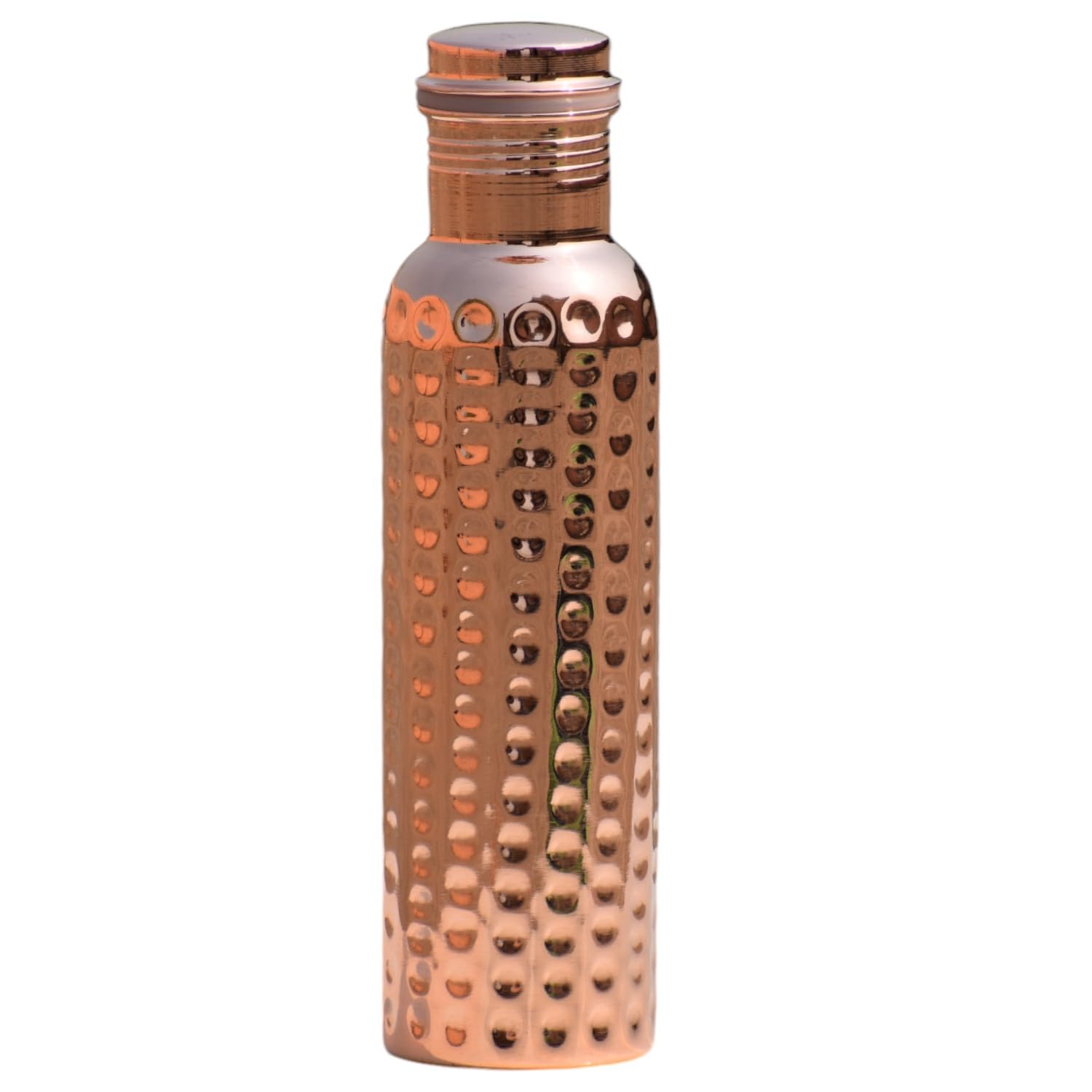 Healthandwealth Hammered Copper Water Bottle Ayurvedic Water Bottle - Leak-Proof Water Bottle Seal Cap, Joint Free Copper Bottle (Hammered) 750Ml