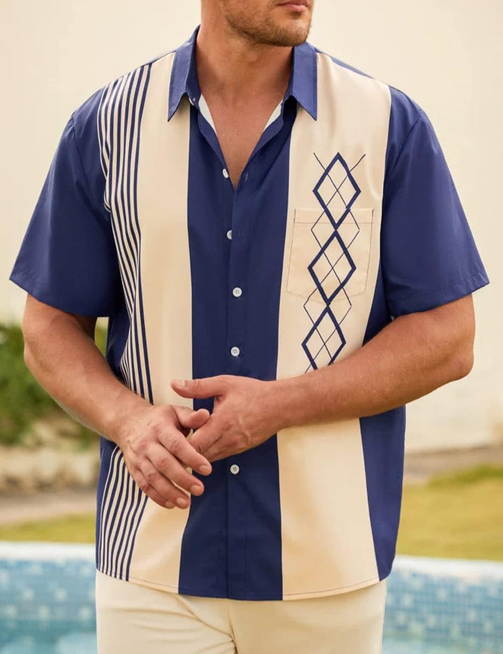 Hodaweisolp Men's Casual Short Sleeve Button Down Bowling Summer Loose Hawaiian Beach Shirts - Image 3